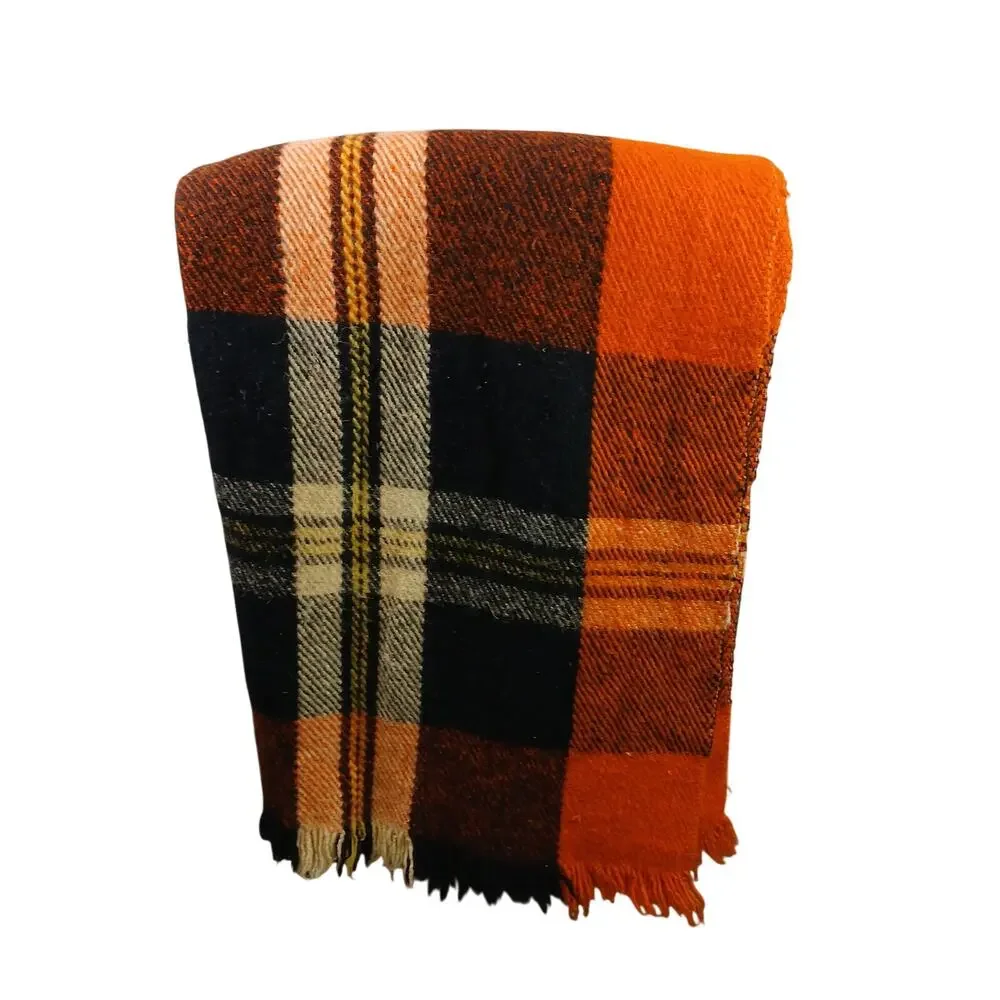 VTG Lambs Wool Tartan Plaid Campfire Blanket – 86